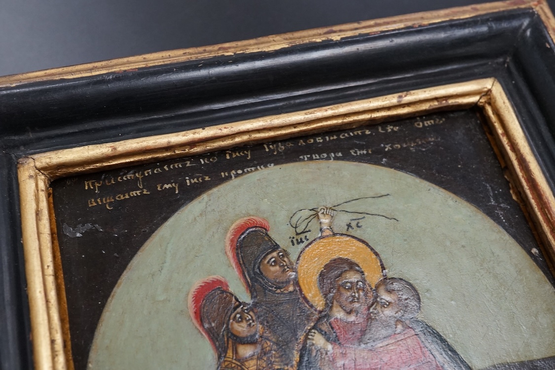 19th century, Russian school, icon, oil on panel, with accompanying paperwork, 12 x 10.5cm